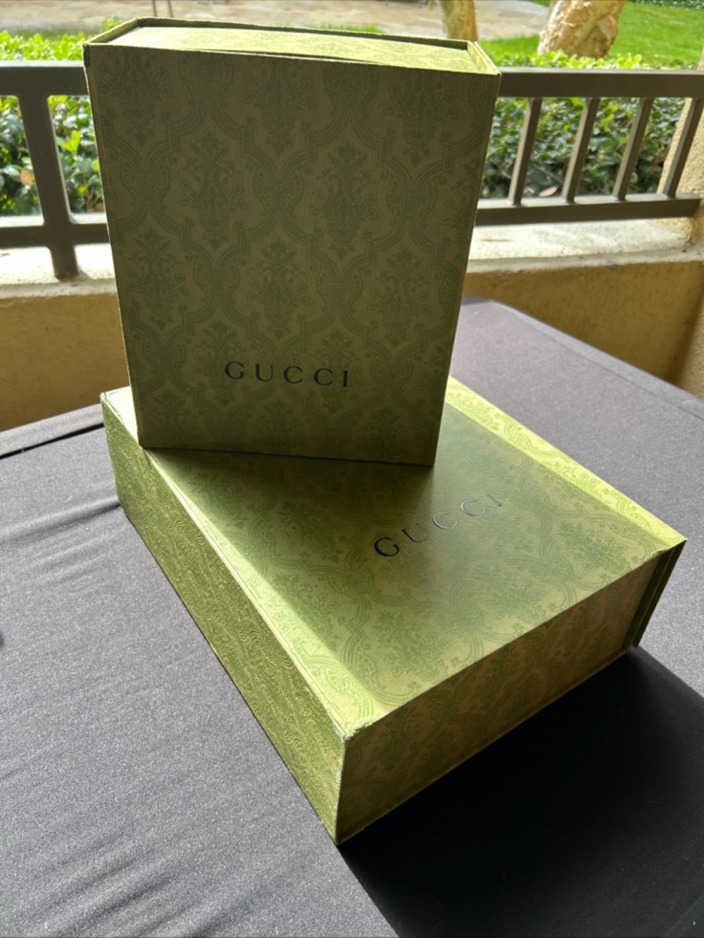 Lot Of 2 Gucci Green Paisley Embossed Empty Shoe Accessory Storage Box